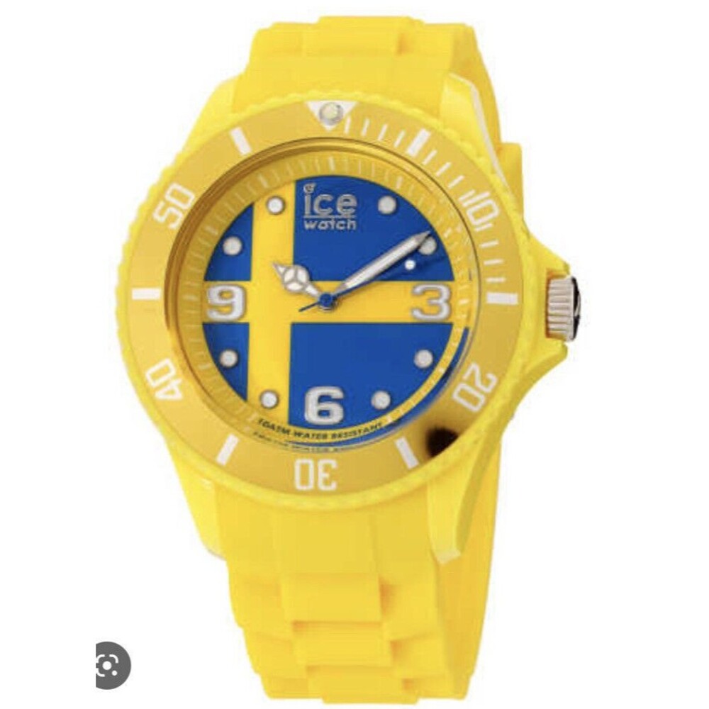 Rare 2012 Ice World Sweden Edition Big Unisex Yellow Blue Analogue Watch New